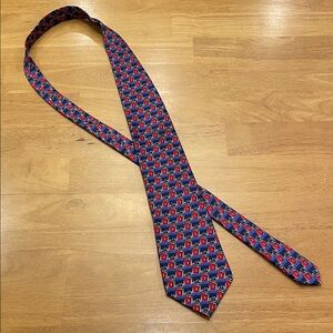 Fumagalli’s Luxury Pure Silk Tie Red Blue Patterned Hearts Handmade in Spain